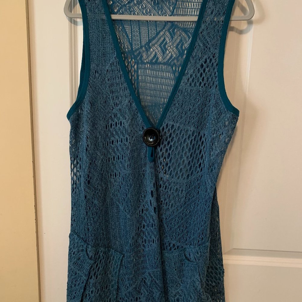 Blue sleeveless Lily blouse 3X